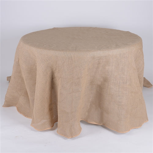 120 Inch Fine Rustic Jute Burlap Round Tablecloths BBCrafts.com