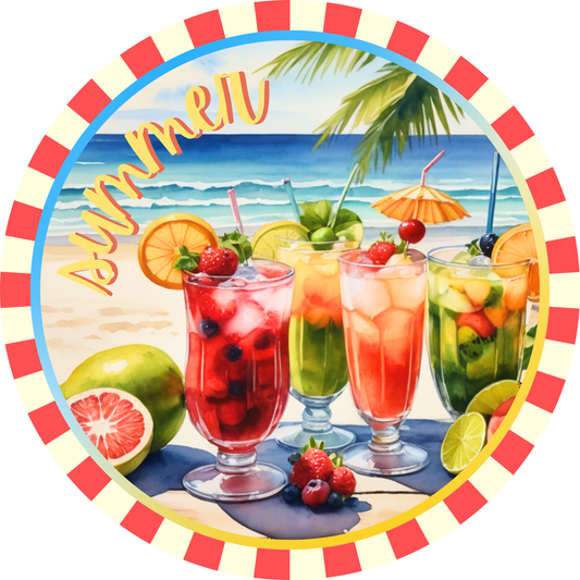 Summer Refreshment Drinks Metal / Vinyl Sign - Made in USA