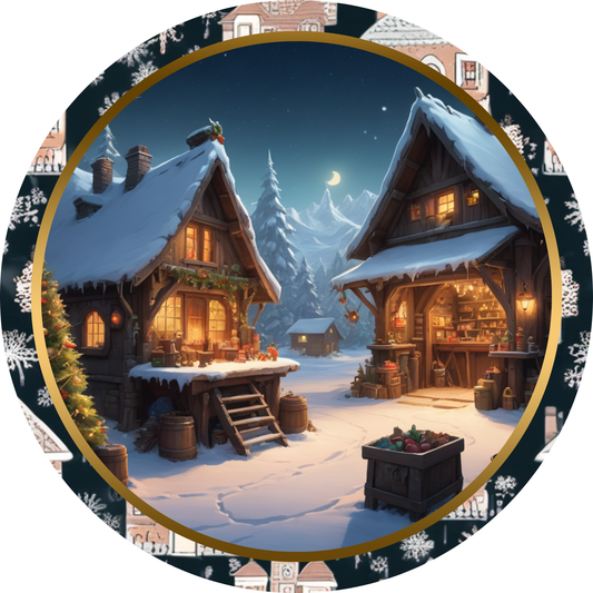 Winter Houses Metal / Vinyl Sign - Made in USA