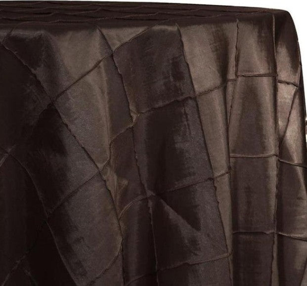 Chocolate Brown - 132 Round Pintuck Satin Tablecloth