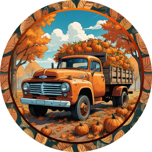 Truck of Pumpkins Metal / Vinyl Sign - Made in USA