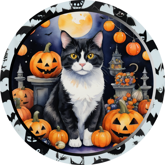 Cat and Pumpkins Metal / Vinyl Sign - Made in USA
