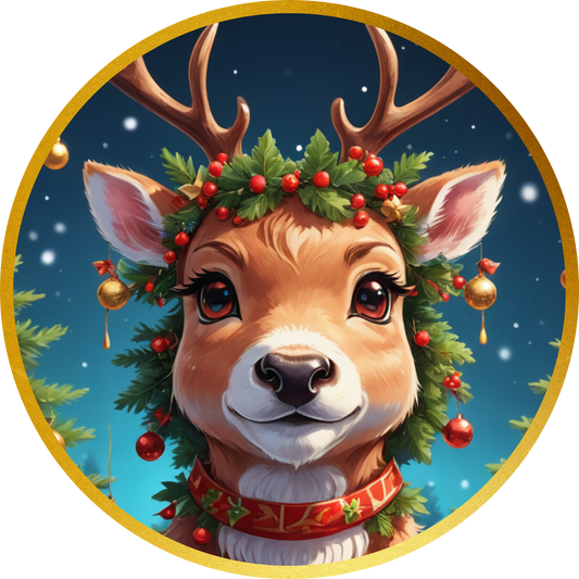 Christmas Deer Delight Metal / Vinyl Sign - Made in USA