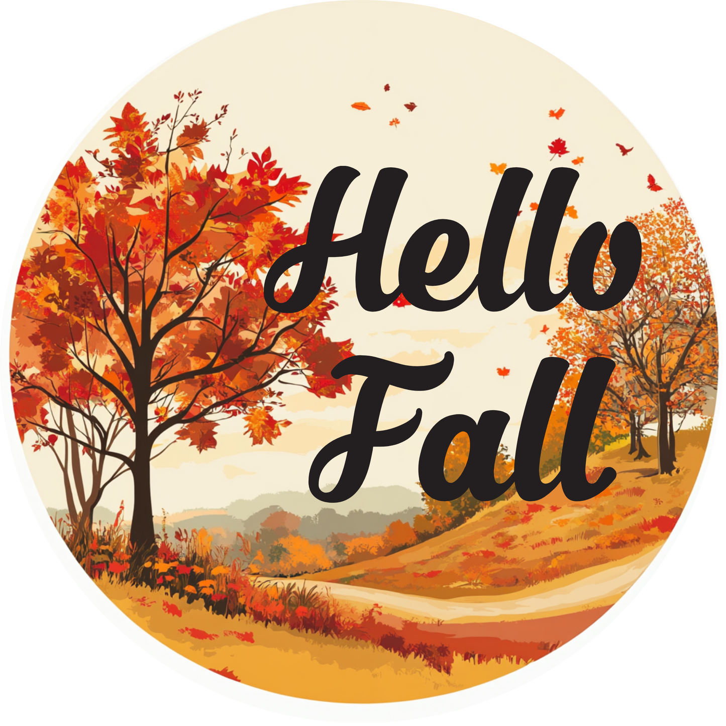 Hello Fall Metal / Vinyl Sign - Made in USA