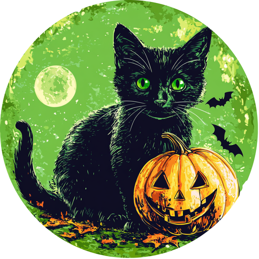 Black Cat and Pumpkins Metal / Vinyl Sign - Made in USA