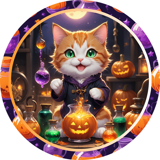 Kitten Pumpkin Potion Pup Metal / Vinyl Sign - Made in USA