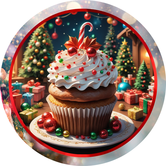 Christmas Cupcake Metal / Vinyl Sign - Made in USA