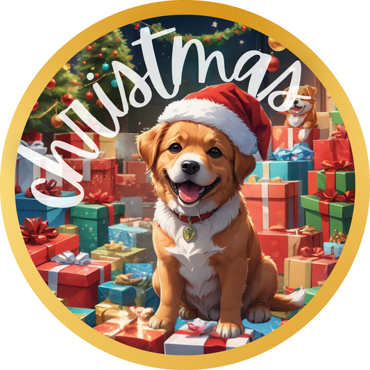 Puppy Christmas Metal / Vinyl Sign - Made in USA