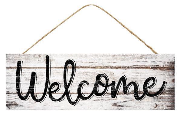 15 Inch Rectangular Fall Wood Sign: WELCOME - Wreath Accents - IMPORTED BBCrafts.com