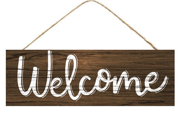 15 Inch Rectangular Fall Wood Sign: WELCOME - Wreath Accents - IMPORTED BBCrafts.com