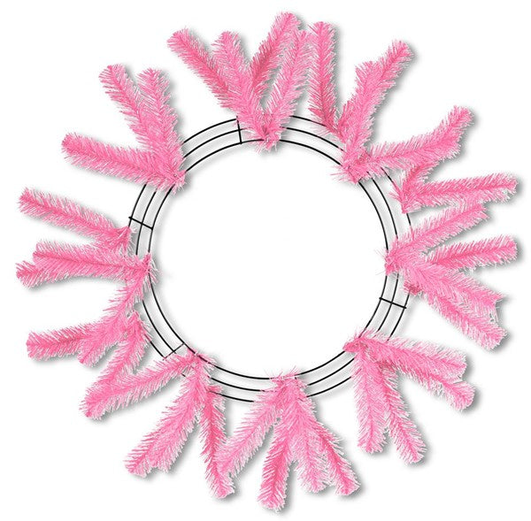 15 Inch Wire, 25 Inch OAD Work Wreath, X18 Ties - Pink BBCrafts.com
