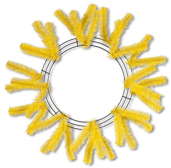15 Inch Wire, 25 Inch OAD Work Wreath, X18 Ties - Yellow BBCrafts.com