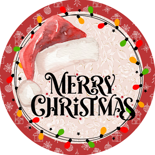 Santa's Hat Merry Christmas Metal / Vinyl Sign - Made in USA