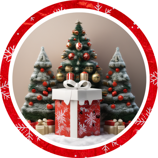Christmas Tree and Gifts Metal / Vinyl Sign - Made in USA