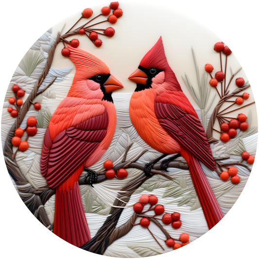A Pair of Cardinals Metal / Vinyl Sign - Made in USA