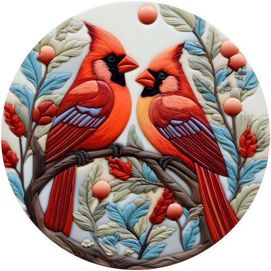 A Pair of Cardinals Metal / Vinyl Sign - Made in USA