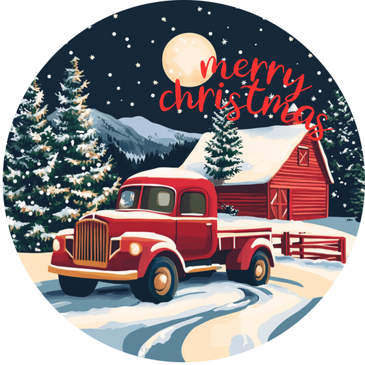 Merry Christmas Truck Metal / Vinyl Sign - Made in USA
