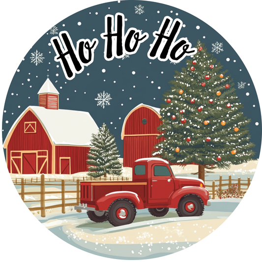 Merry Christmas Truck Ho Ho Ho Metal / Vinyl Sign - Made in USA
