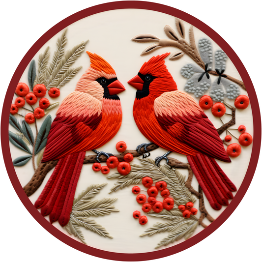 A Pair of Cardinals Metal / Vinyl Sign - Made in USA