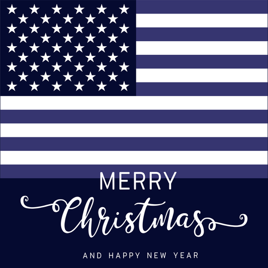 American Flag Merry Christmas Metal Sign - Made in USA