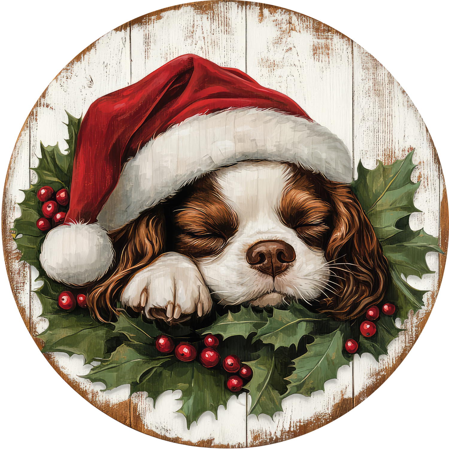 Dog in Santa Hat Metal / Vinyl Sign - Made in USA
