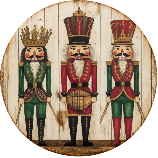 Nutcracker Christmas Trio Metal / Vinyl Sign - Made in USA