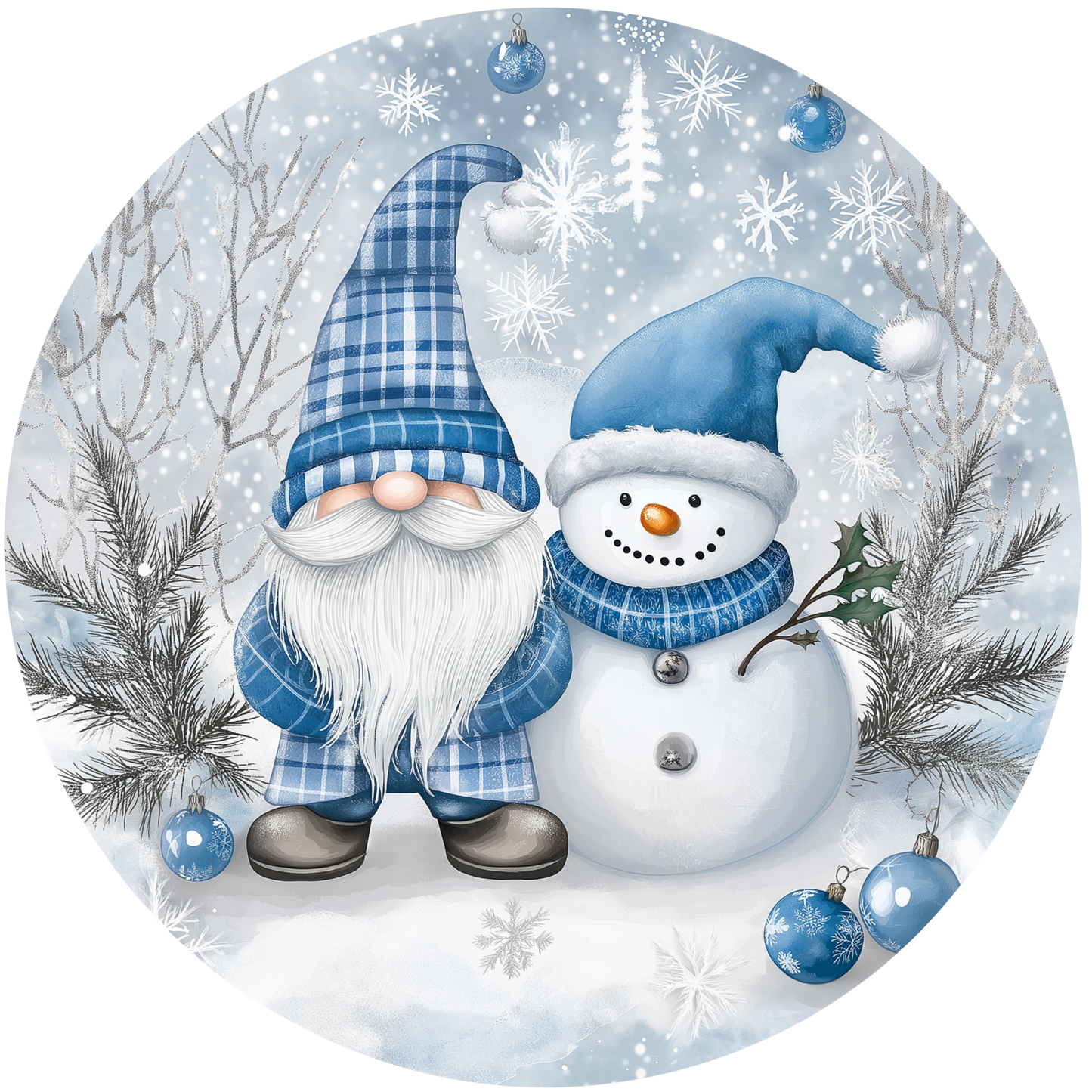 Gnome and Snowman in a Winter Wonderland Metal / Vinyl Sign - Made in USA