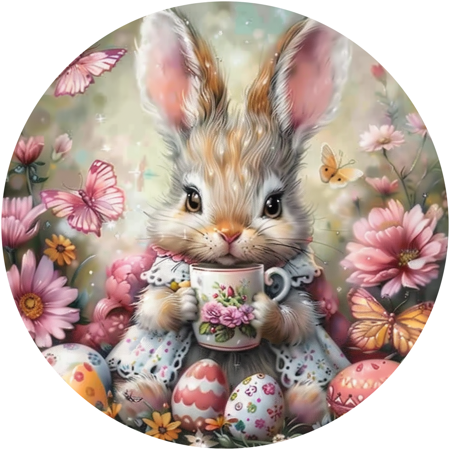 Easter Bunny's with a Cuppa Metal / Vinyl Sign - Made in USA
