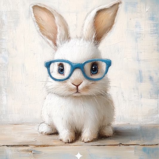 Rabbit Bunny Wearing Glass Metal Sign - Made in USA