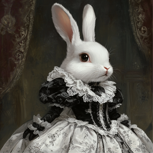 Rabbit in Victorian Dress Metal Sign - Made in USA