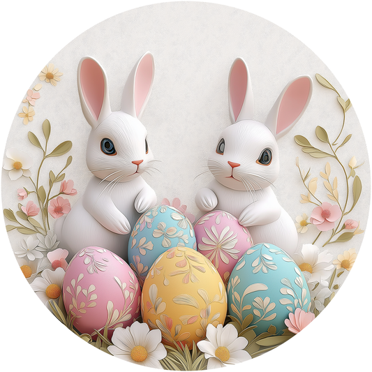 Bunnies and Easter Eggs Metal / Vinyl Sign - Made in USA