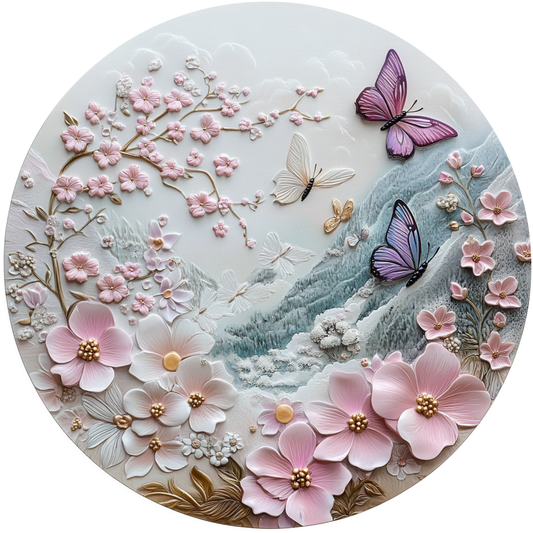 Butterflies and Cherry Blossoms Metal / Vinyl Sign - Made in USA