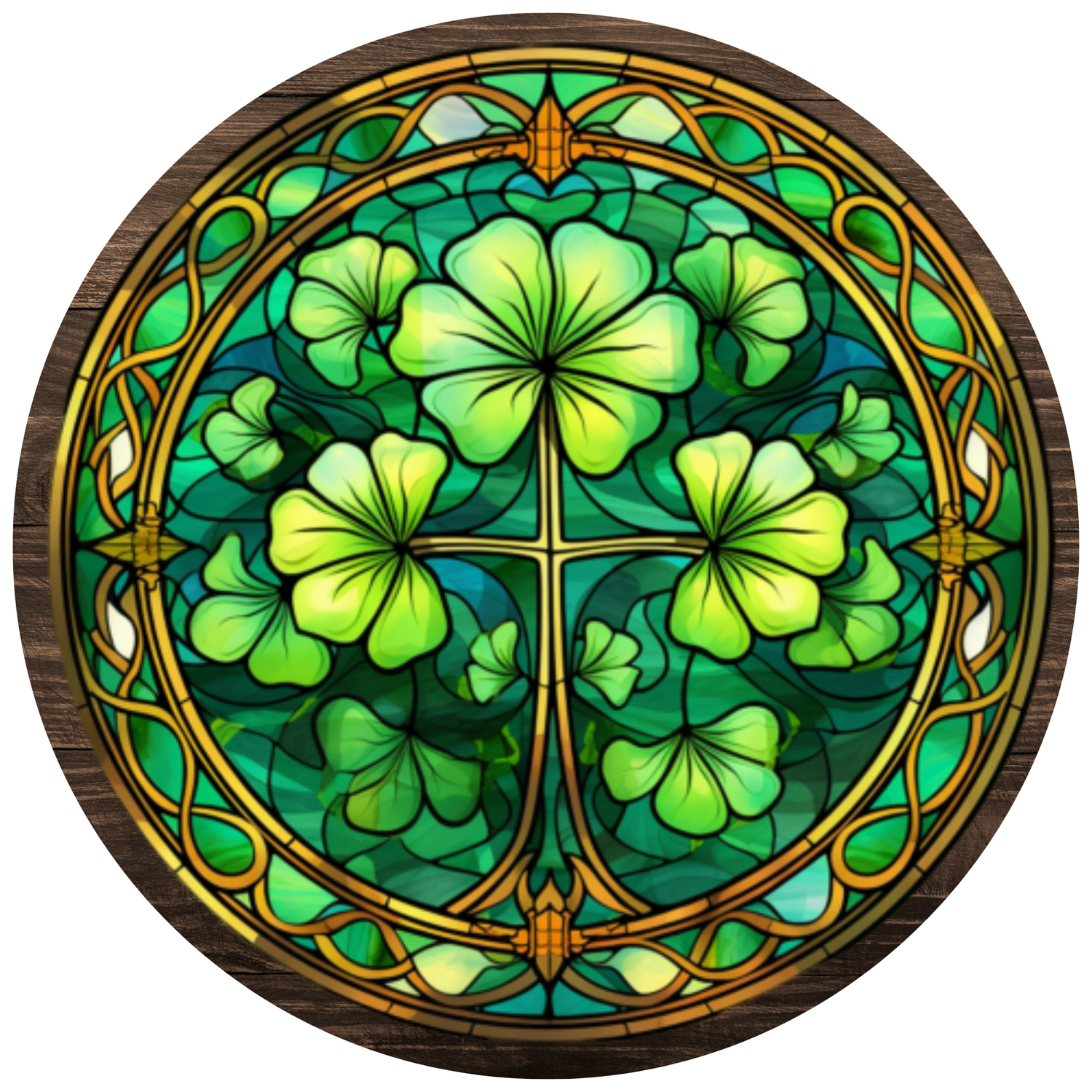 Three Leaf Clovers Stained Glass Window Design Metal / Vinyl Sign - Made in USA