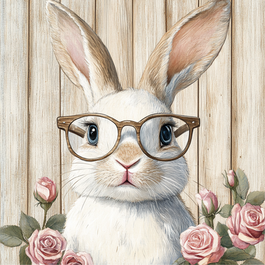 Easter Bunny with Glasses Metal Sign - Made In USA