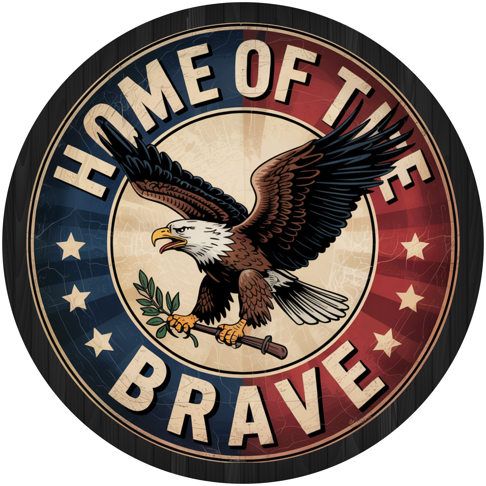Home of the Brave Eagle Emblem Metal / Vinyl Sign - Made in USA
