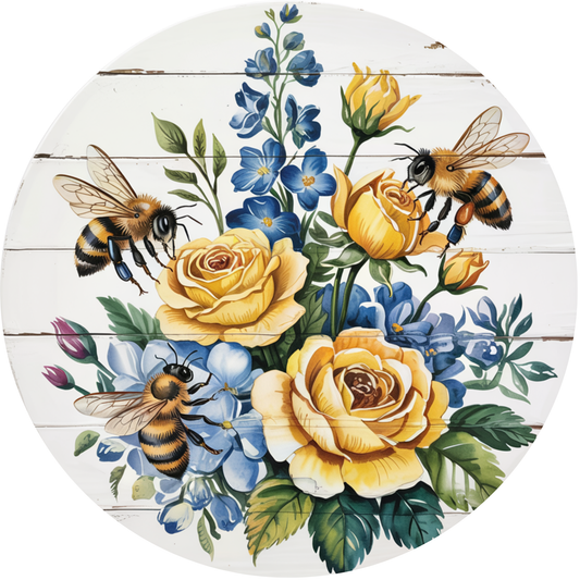 Bees on the Flower Metal / Vinyl Sign - Made In USA