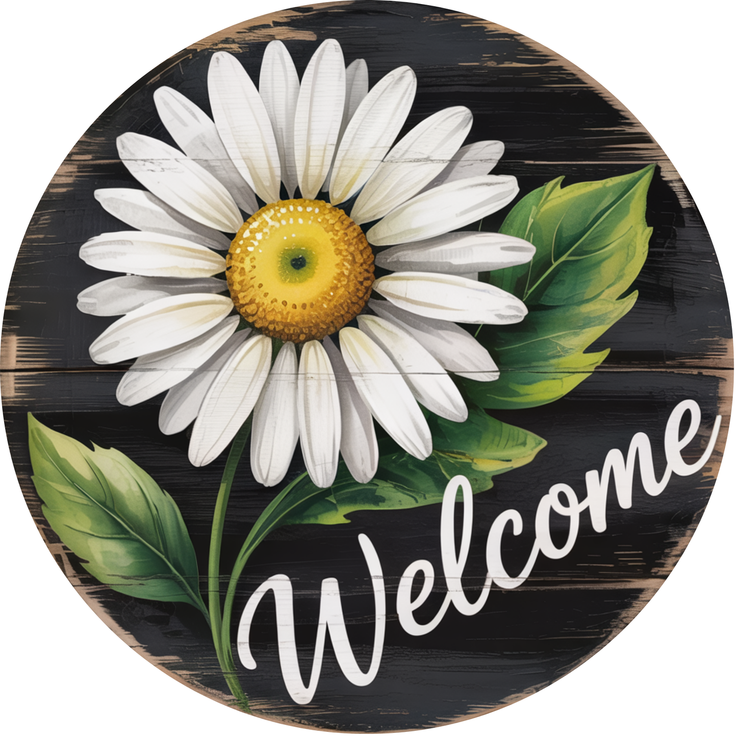 Welcome Daisy Flower Metal / Vinyl Sign - Made In USA