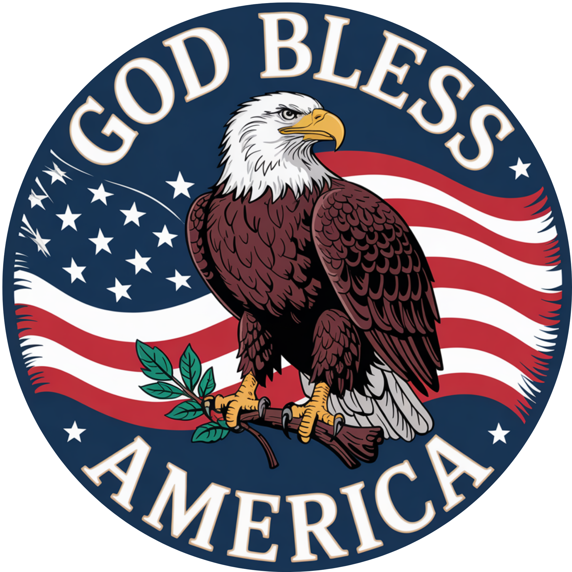 God Bless America Eagle and Flag Decal Metal / Vinyl Sign - Made in USA
