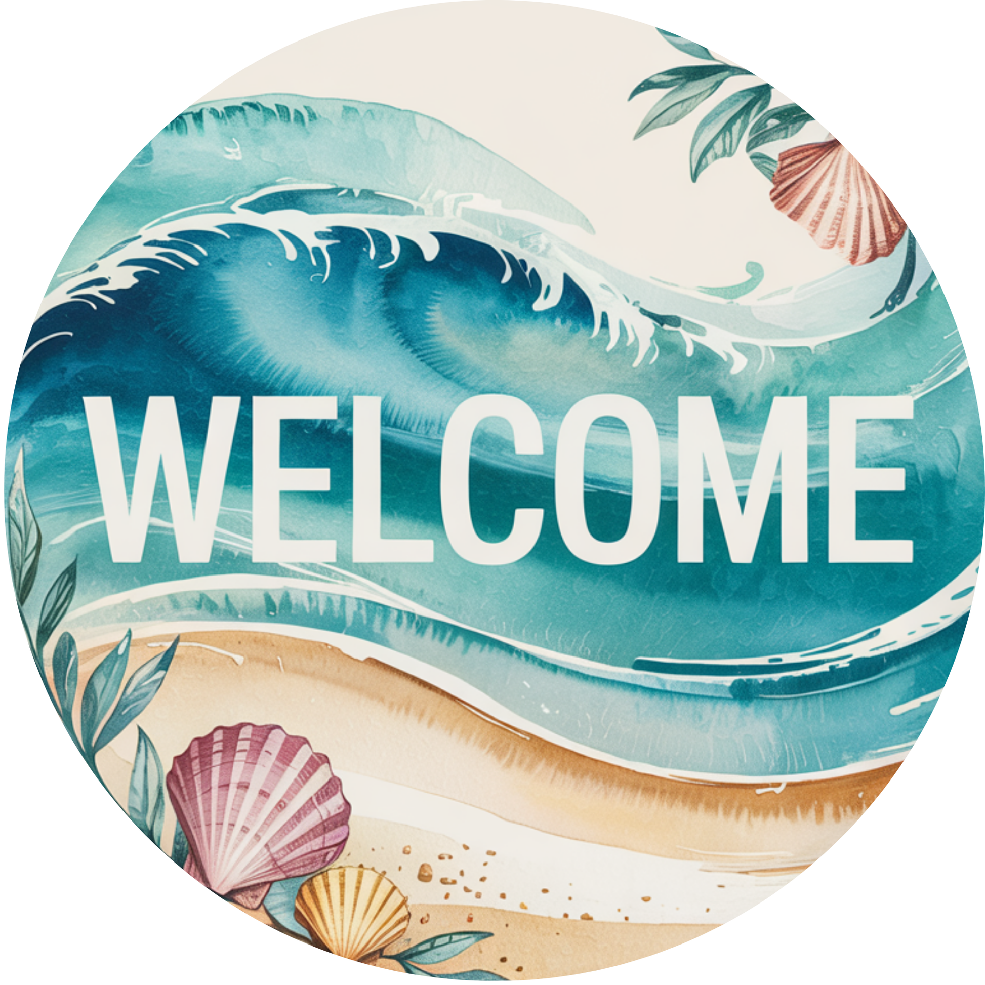 Welcome Beach Sea Waves Metal / Vinyl Sign - Made In USA