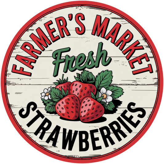Fresh Strawberries Farmer's Market Metal / Vinyl Sign - Made In USA