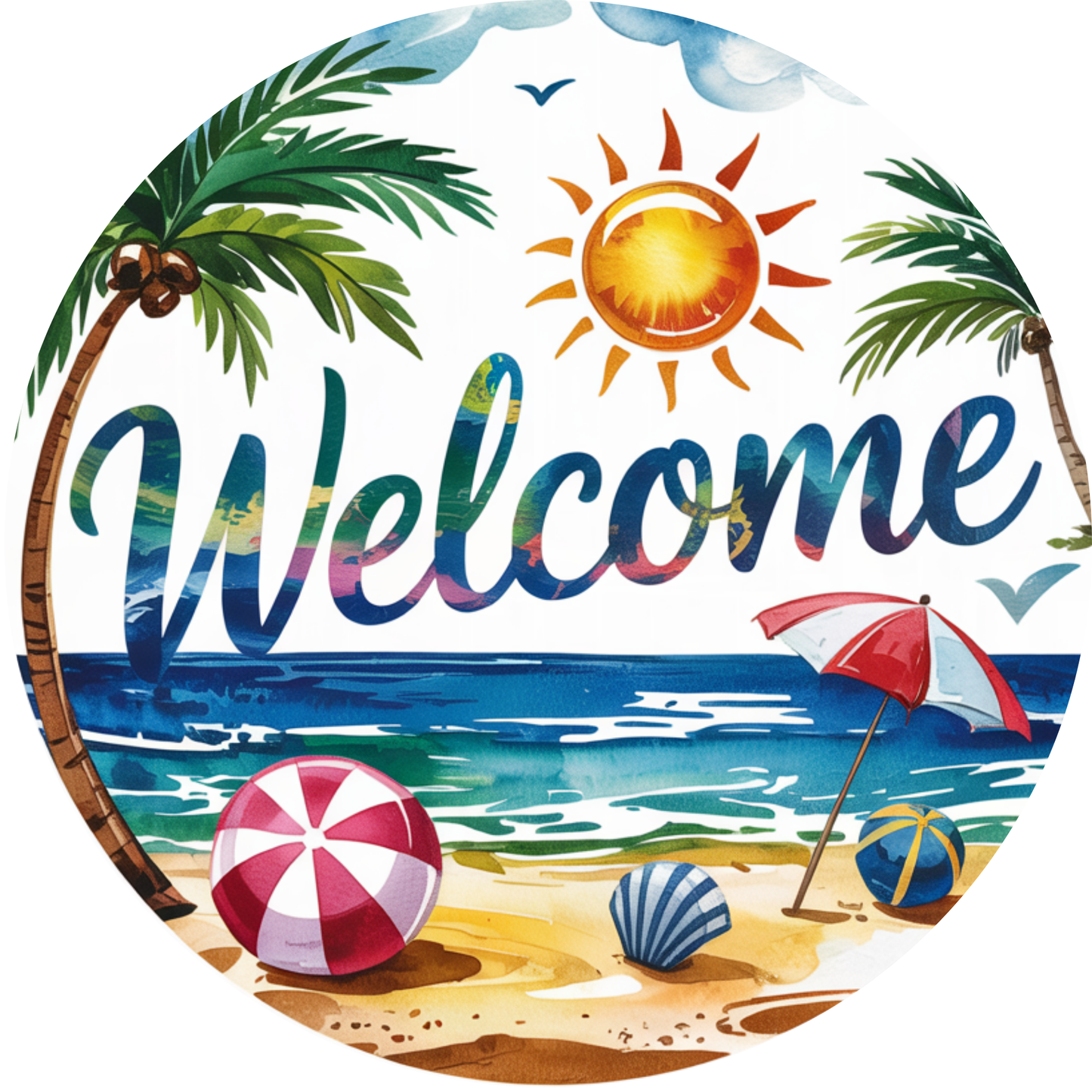 Tropical Beach Welcome  Metal / Vinyl Sign - Made In USA