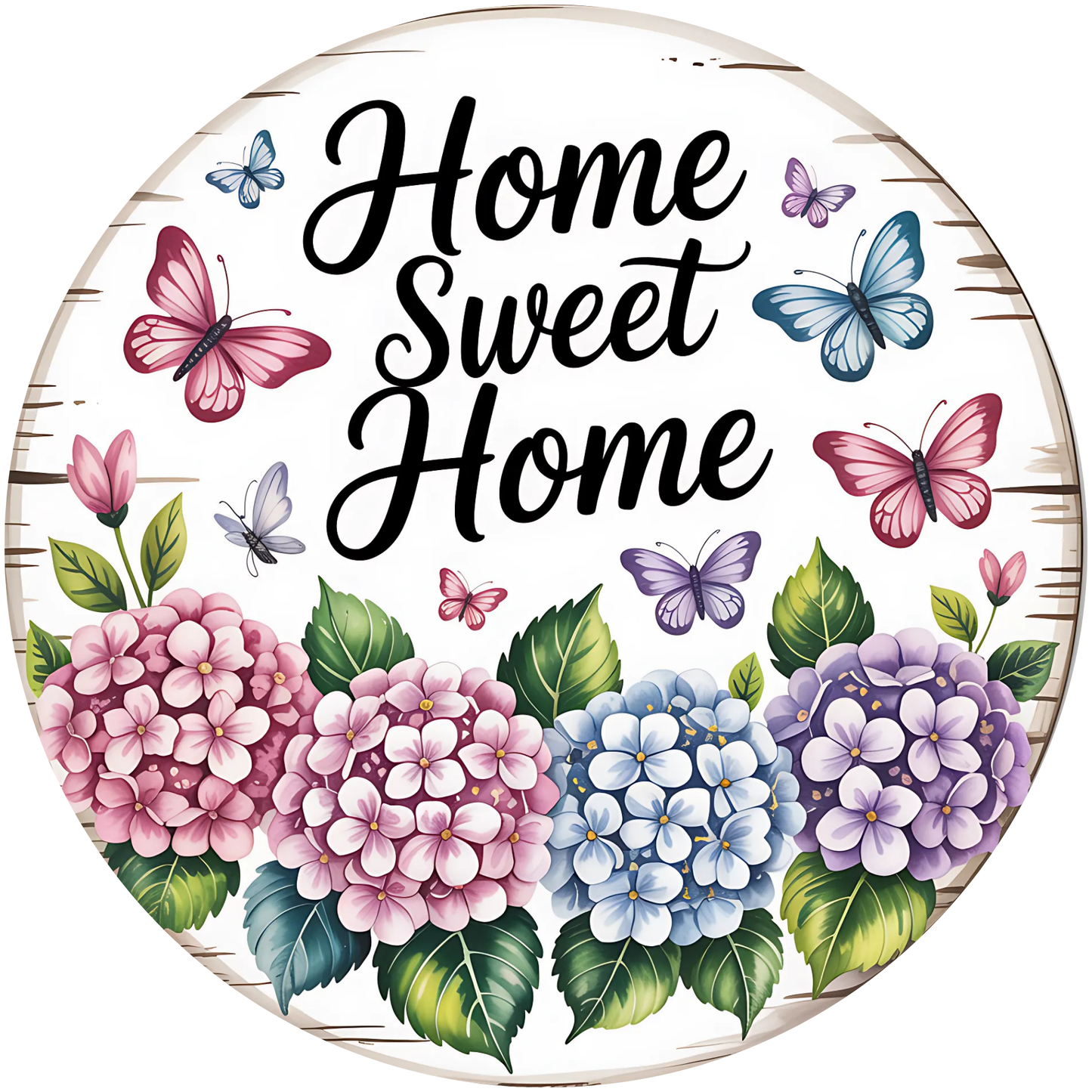 Home Sweet Home Flowers & Butterflies Metal / Vinyl Sign - Made in USA