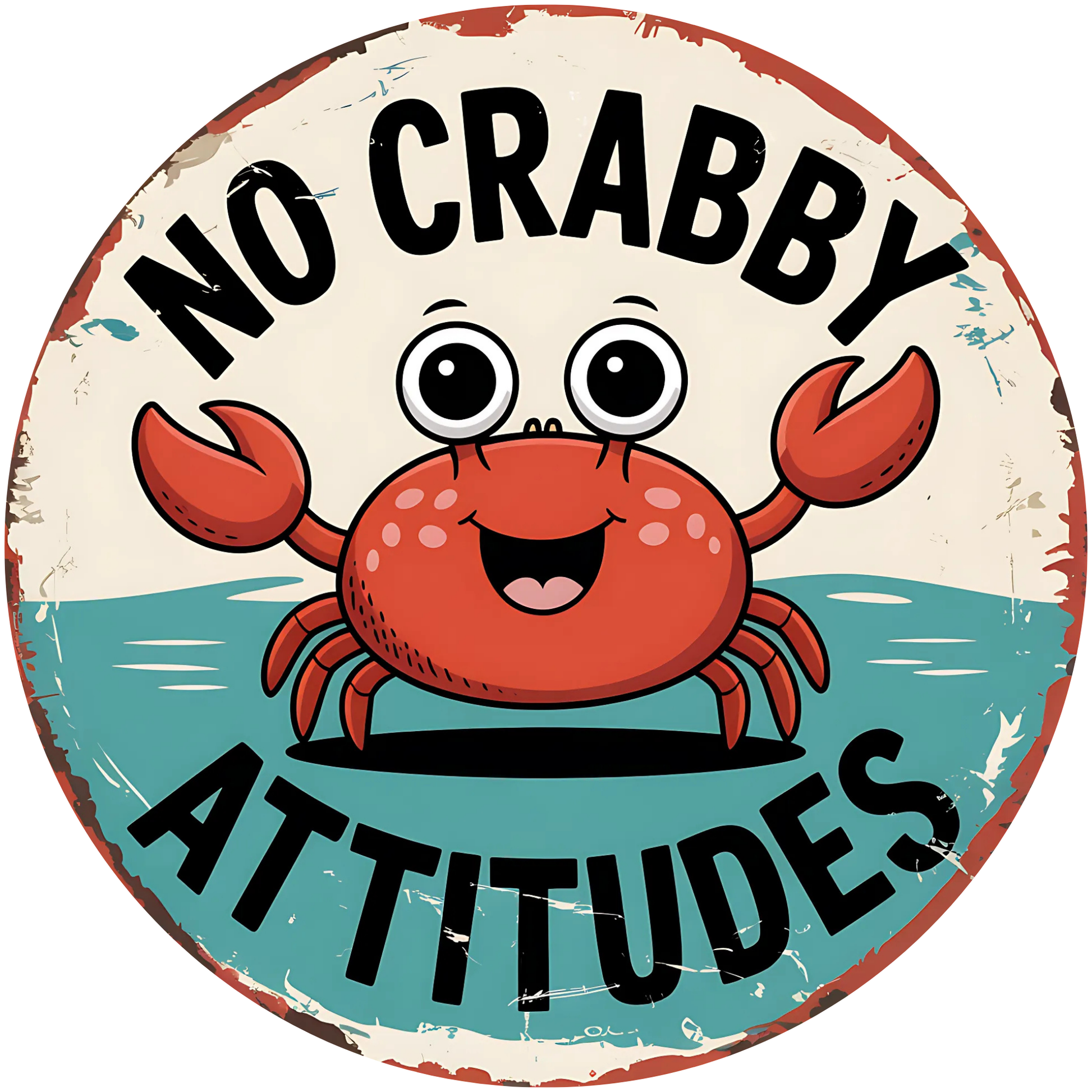 No Crabby Attitudes Metal / Vinyl Sign - Made in USA
