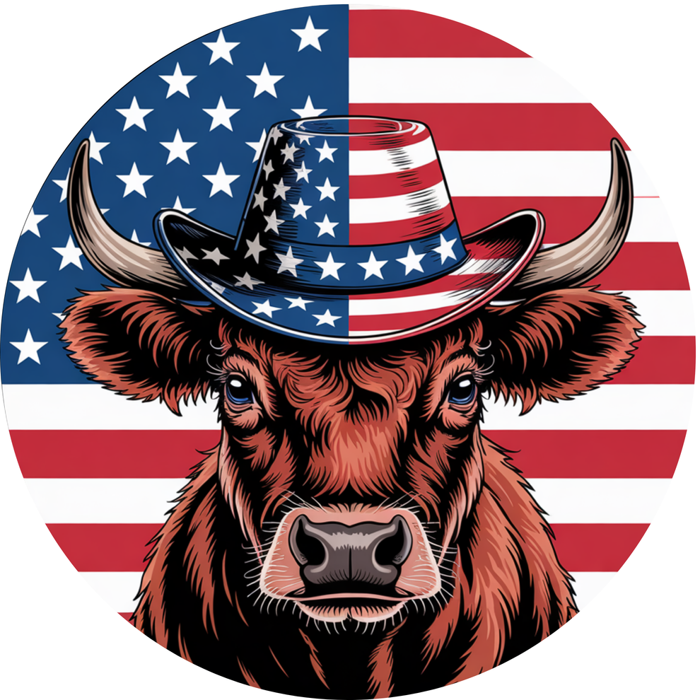 Patriotic Cow with Cowboy Hat Metal Sign - Made in USA – BBCrafts.com
