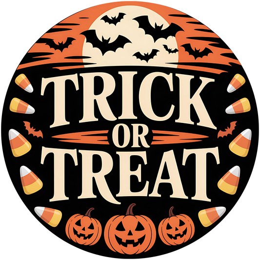 Trick or Treat with Pumpkins and Bats Metal / Vinyl Sign - Made in USA
