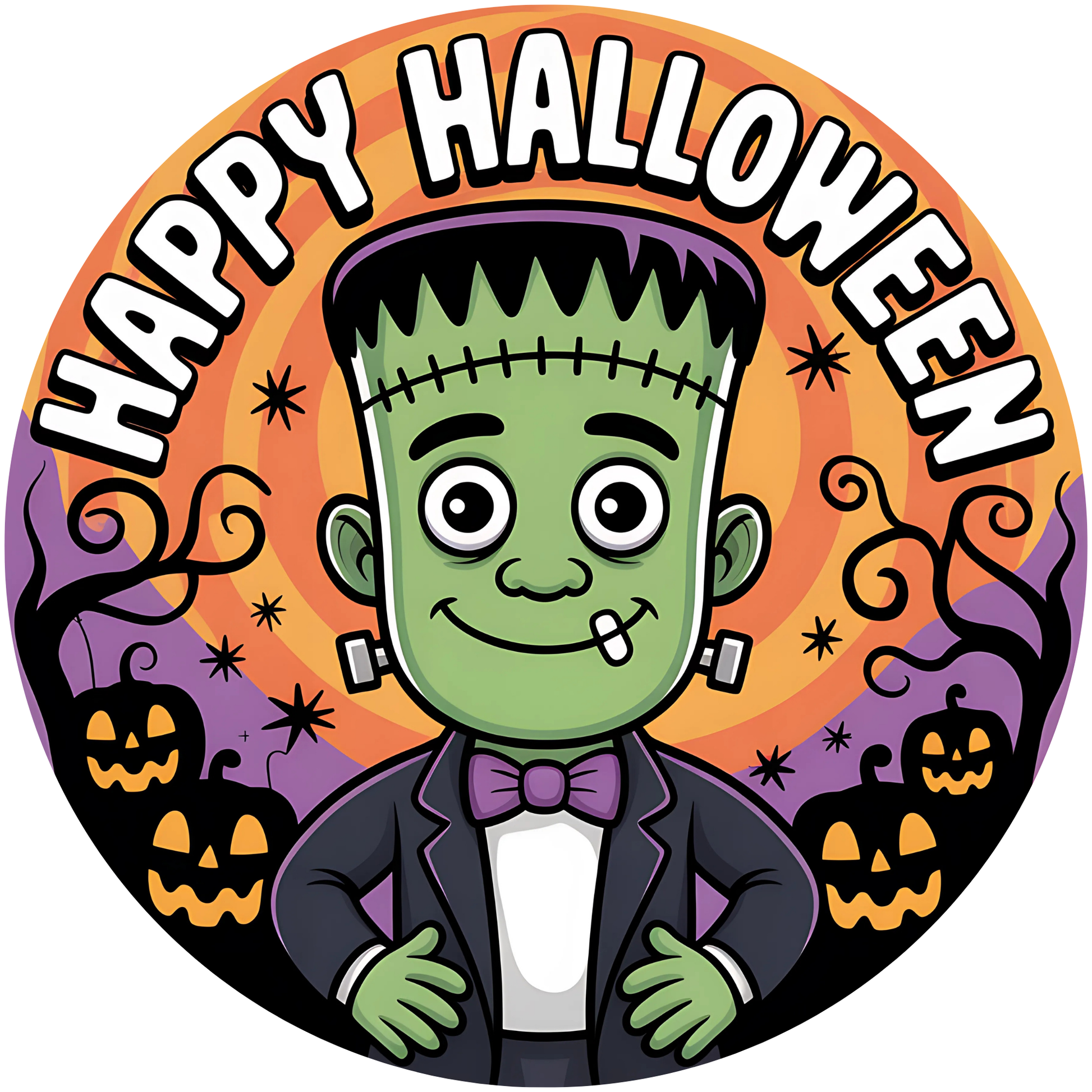 Happy Halloween Cute Frankenstein Monster Metal / Vinyl Sign - Made in USA