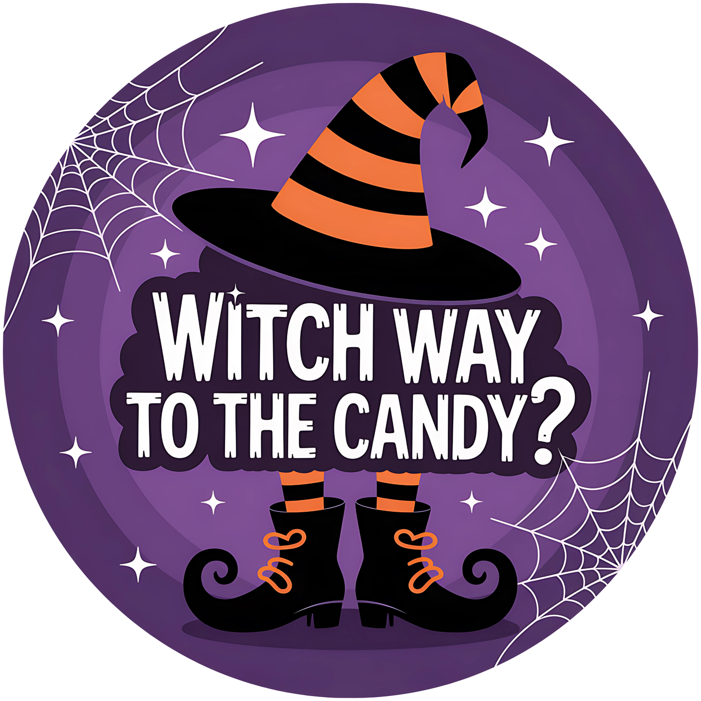 Witch Way to the Candy? Witch Hat and Boots Metal / Vinyl Sign - Made in USA