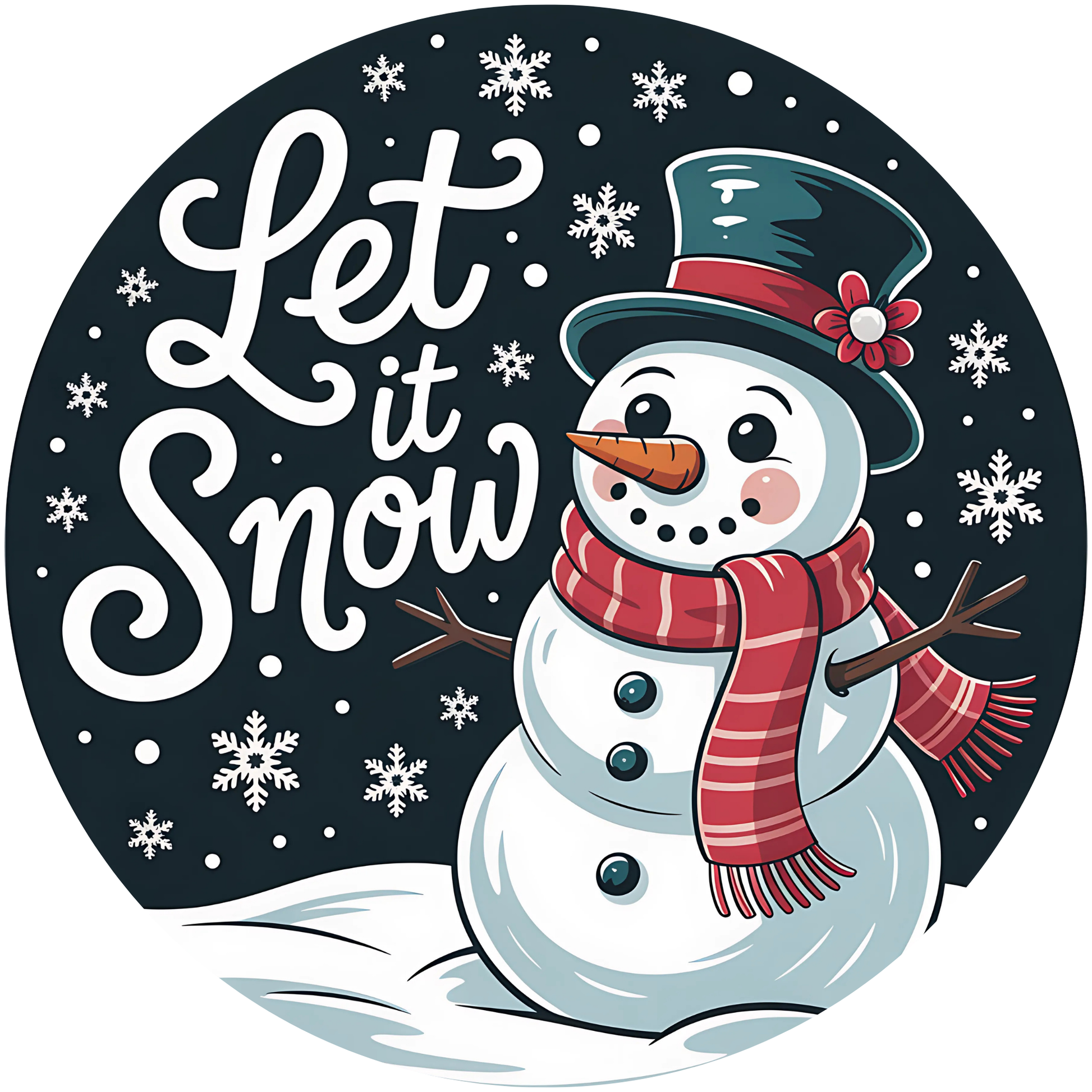 Let It Snow Snowman with Hat and Scarf Metal / Vinyl Sign - Made in USA