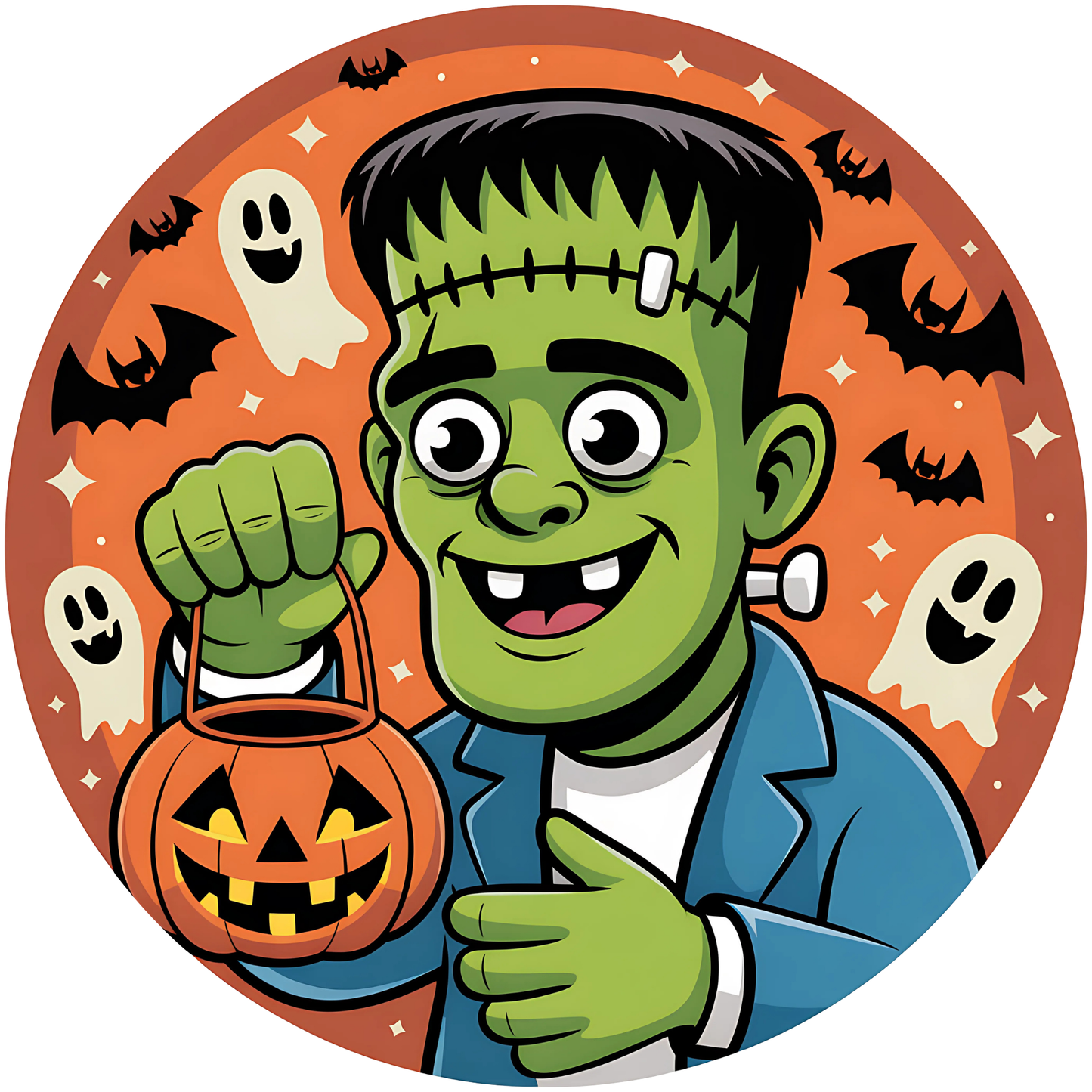 Frankenstein Boo and Bats Metal / Vinyl Sign - Made in USA