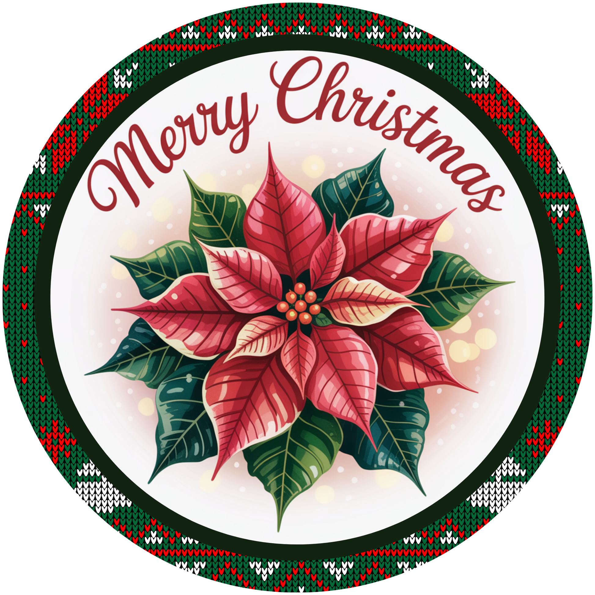 Merry Christmas Poinsettia Flower Metal / Vinyl Sign - Made in USA